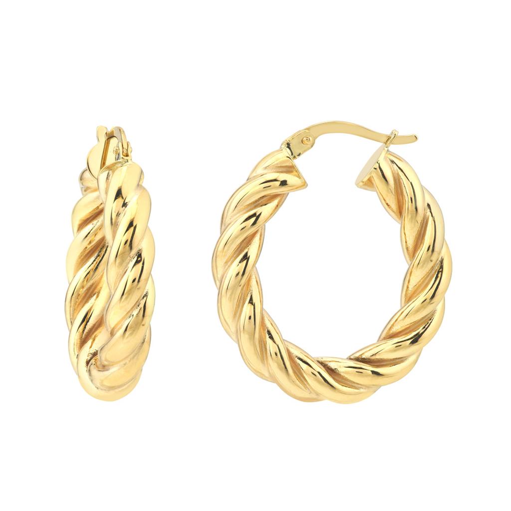 14k newest yellow gold twist hoop earrings