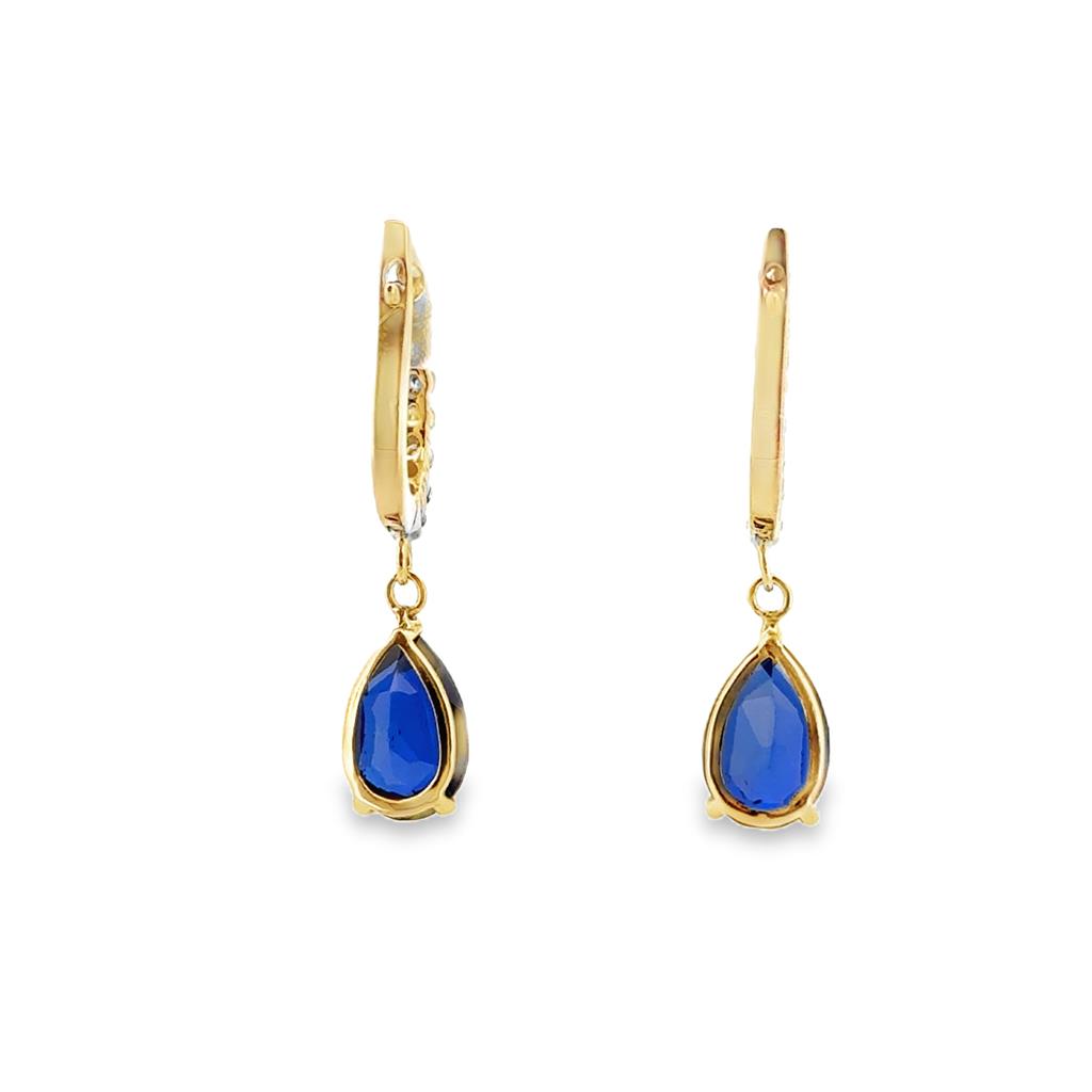 Sapphire and 0.24 CTW Diamond Drop Earrings in 14K Yellow Gold