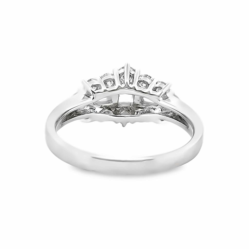 1.02 CTW Round, Princess, and Baguette Diamond 18K White Gold Ring