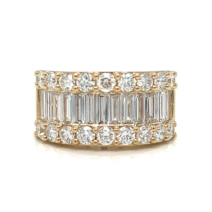 2.79 CTW Round and Baguette Diamond 14K Yellow Gold Ring