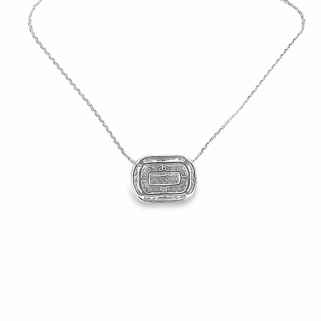 0.75 CTW Diamonds 14K White Gold Pavé Set Diamond Pendant Necklace