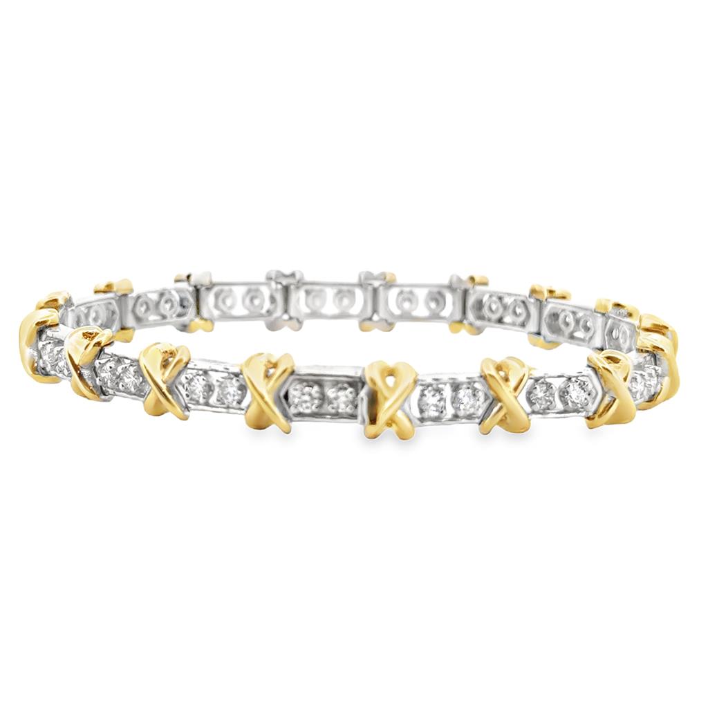 1.49 CTW Diamond Bracelet, 14K Two-Tone Gold, 6.75" Long