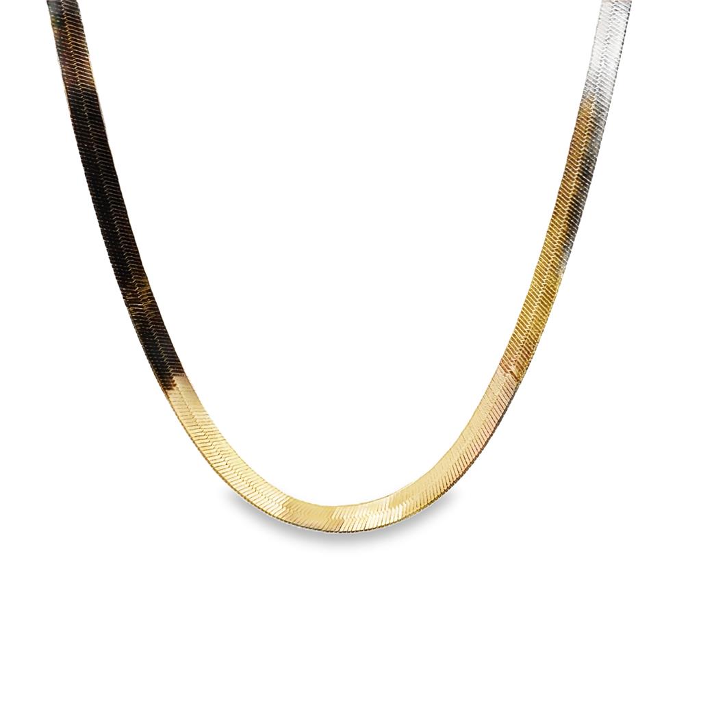 14K Yellow Gold 24" Long Herringbone Chain, 5mm Wide