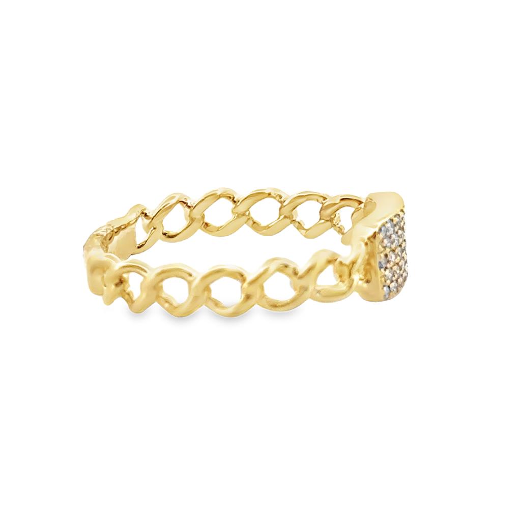 0.14 CTW Diamond Pavé Chain Band, 14K Yellow Gold