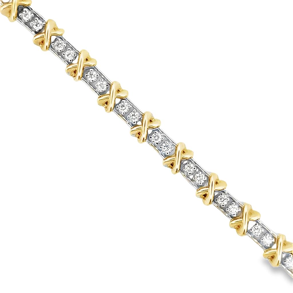 1.49 CTW Diamond Bracelet, 14K Two-Tone Gold, 6.75" Long