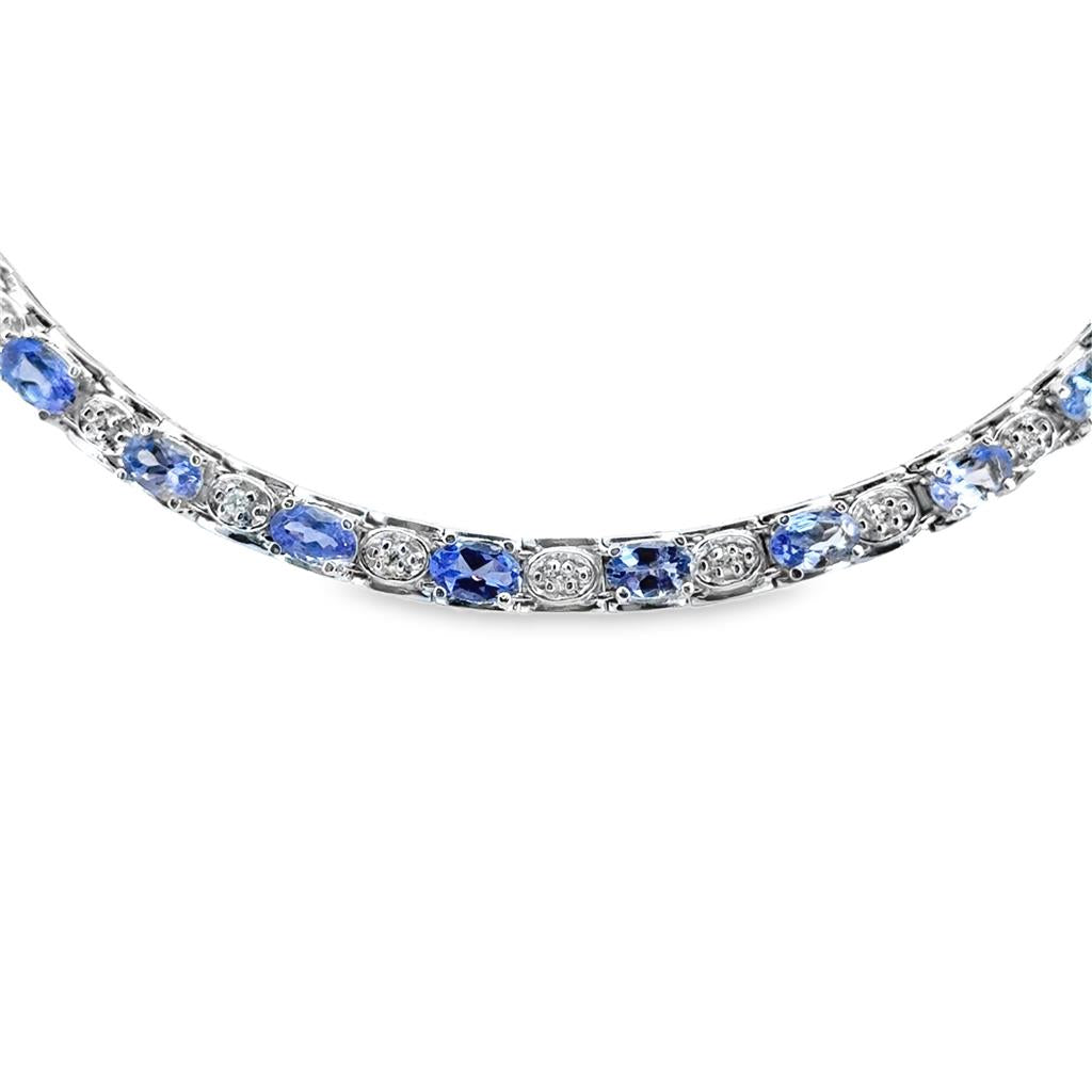 8.60 CTW Tanzanite & 0.50 CTW Diamond 14K White Gold Collar Necklace