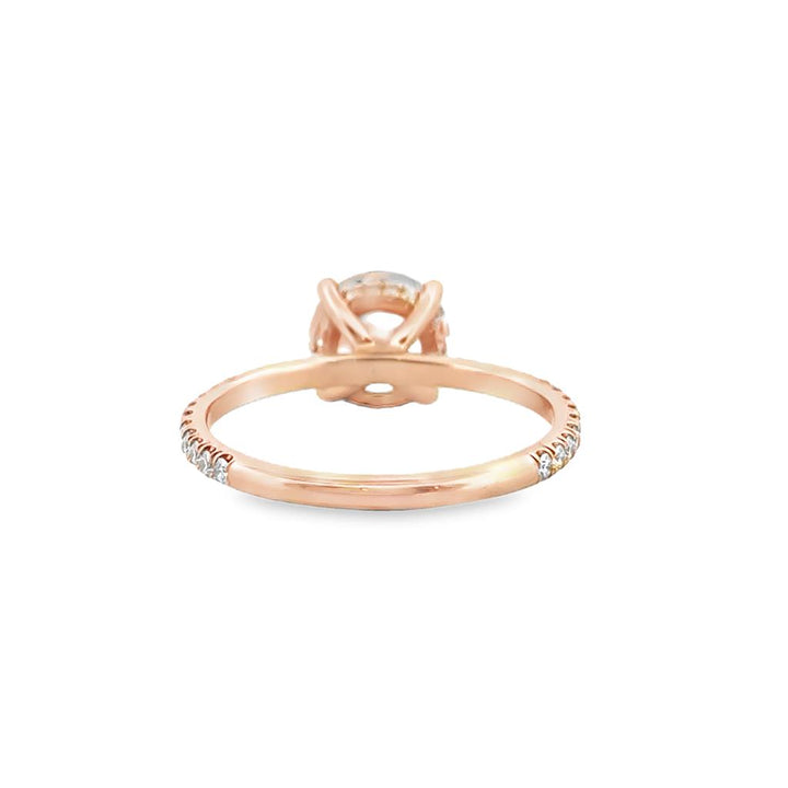 Hidden Halo Semi-Mount Diamond 18K Rose Gold Micro Pave Setting Engagement Ring