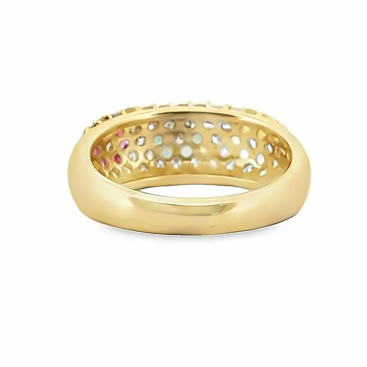 0.30 CTW Round Diamond 14K Yellow Gold Multi-Gemstone Ring