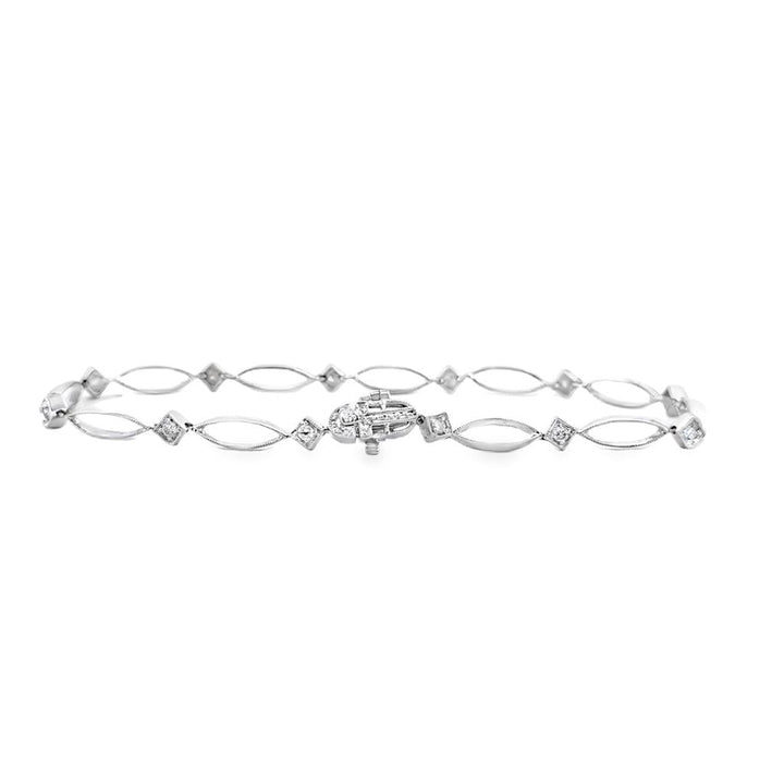 0.24 CTW Diamond Delicate Openwork Bracelet in 14K White Gold