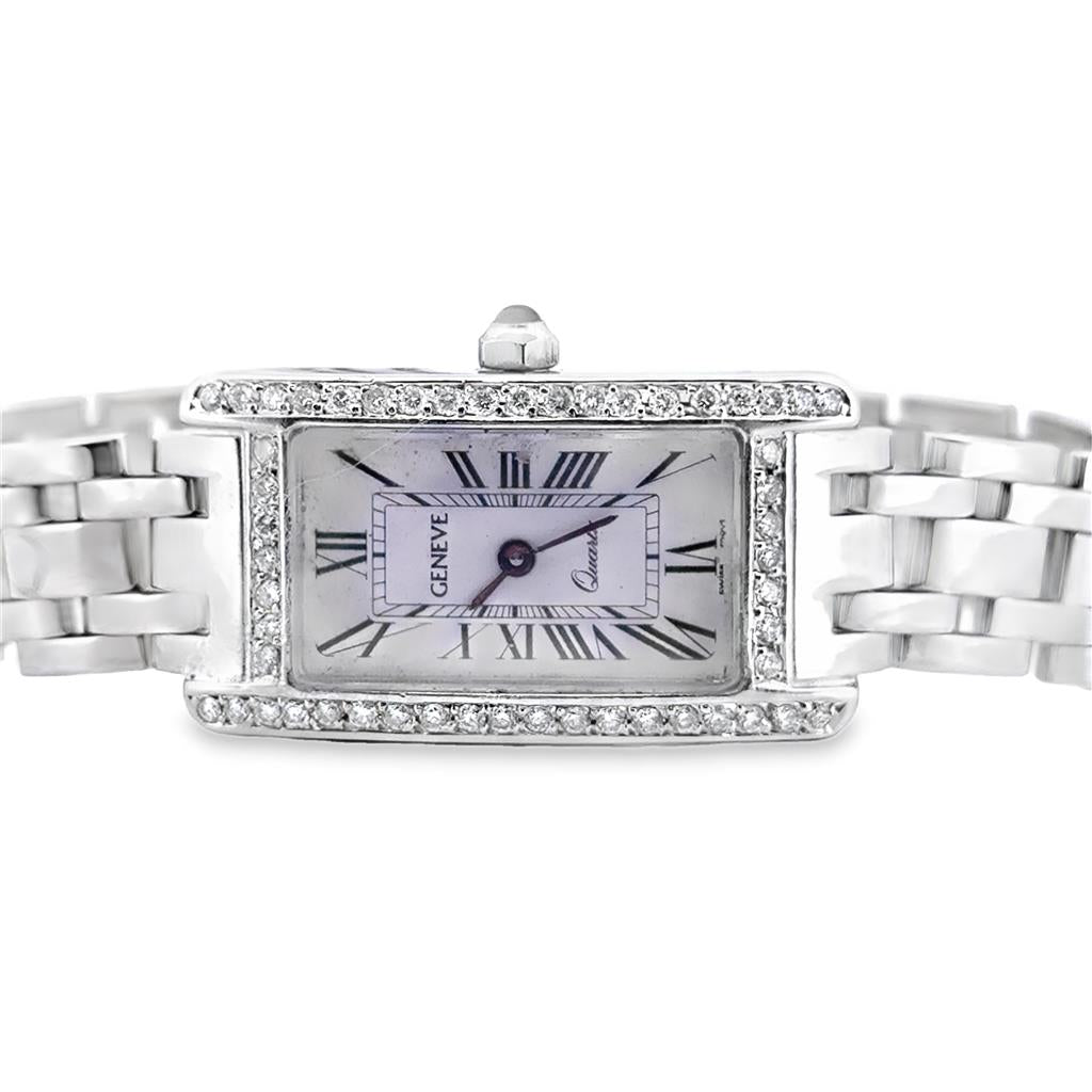 Geneva Ladies’ 14K White Gold Watch with 1.00 CTW Round Diamonds, Preowned