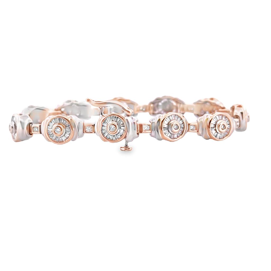 2.53 CTW Diamond Baguette Bracelet in 14K Two-Tone Gold