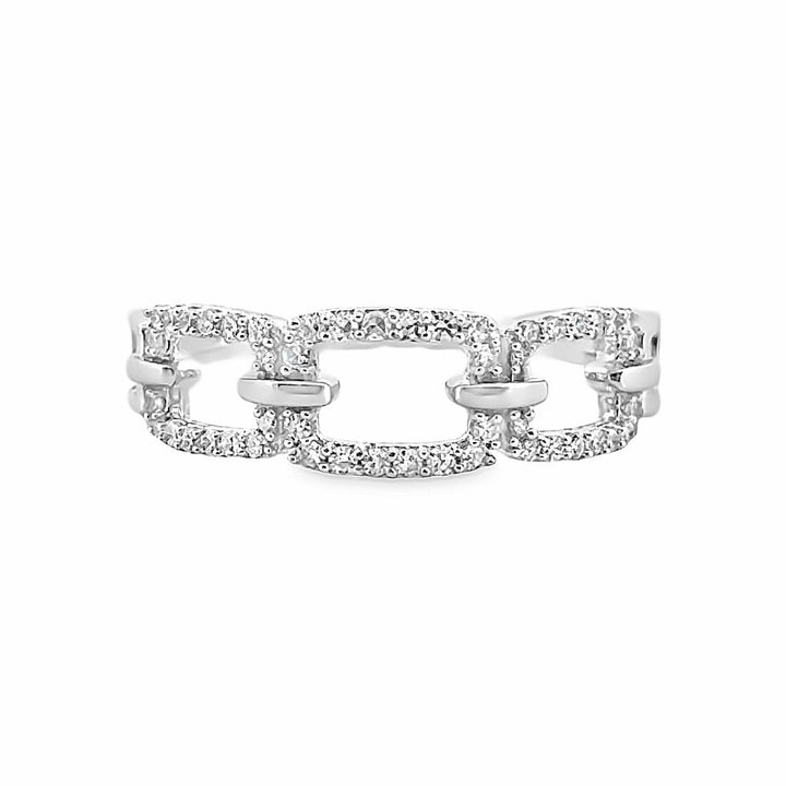 White Gold 14K Chain-Link Ring with 0.20 CTW Round Diamonds