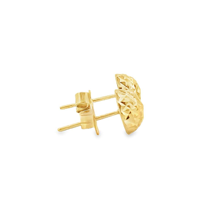 20K Yellow Gold Dome-Shaped Stud Earrings with Intricate Design