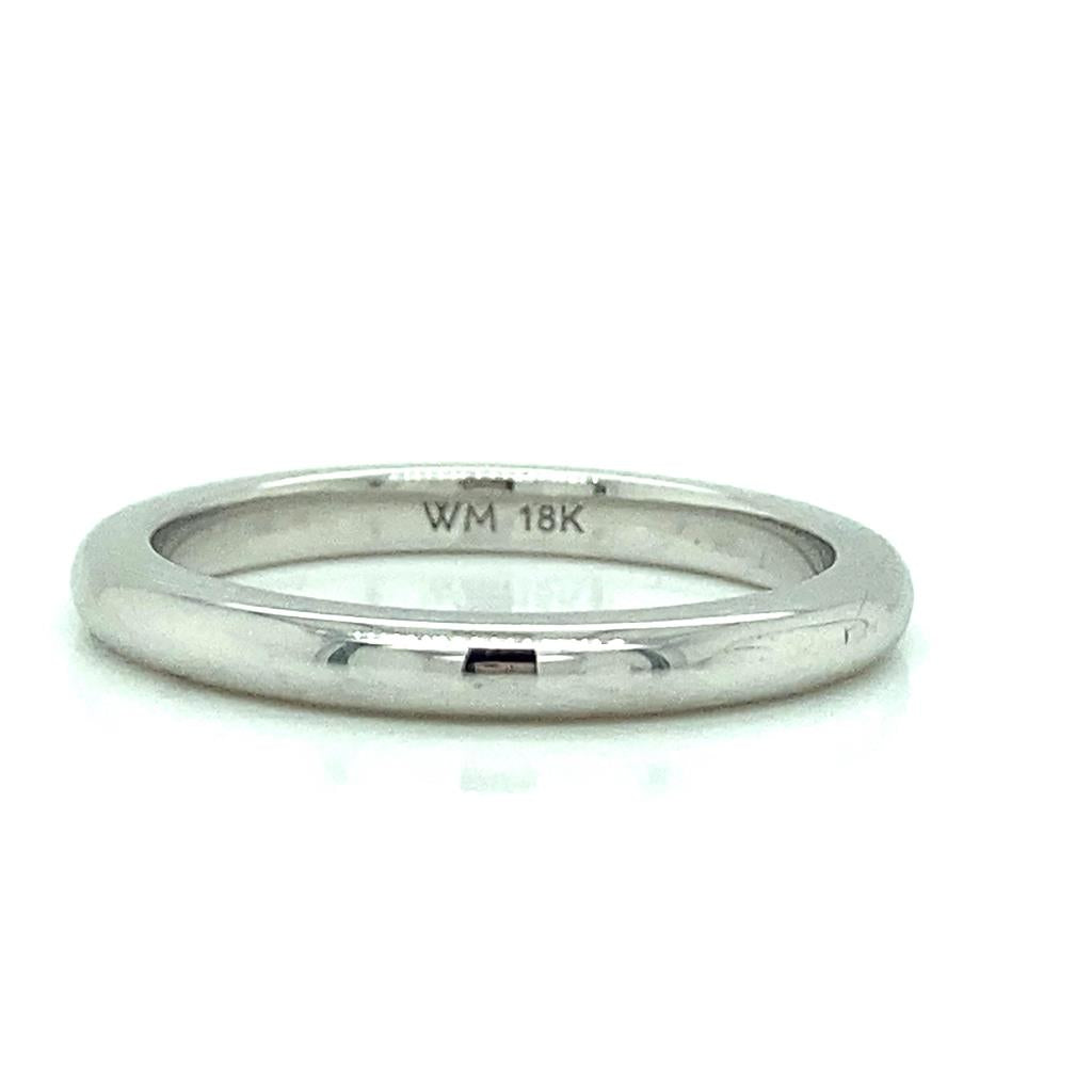 18K White Gold Wedding Band 2.20mm Width