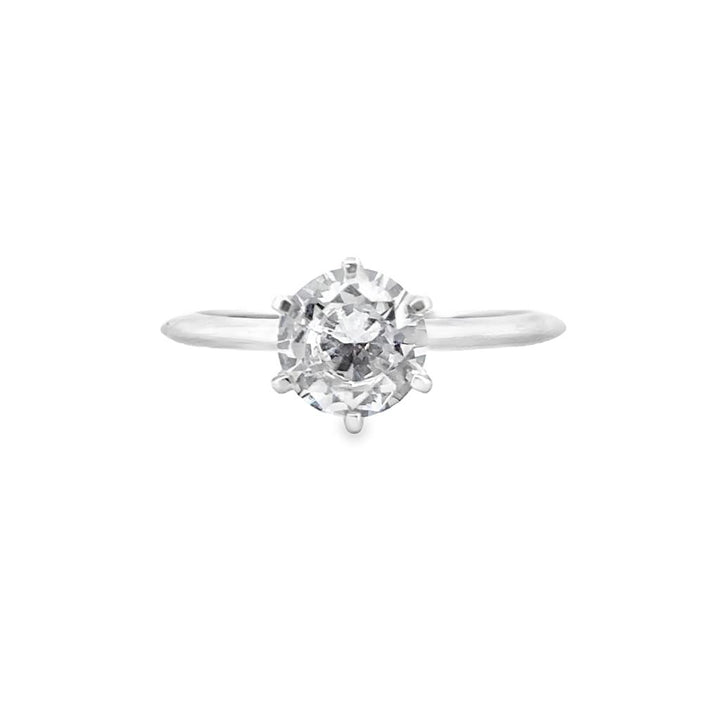 Classic Six Prong Semi-Mount 18K White Gold Engagement Ring Setting