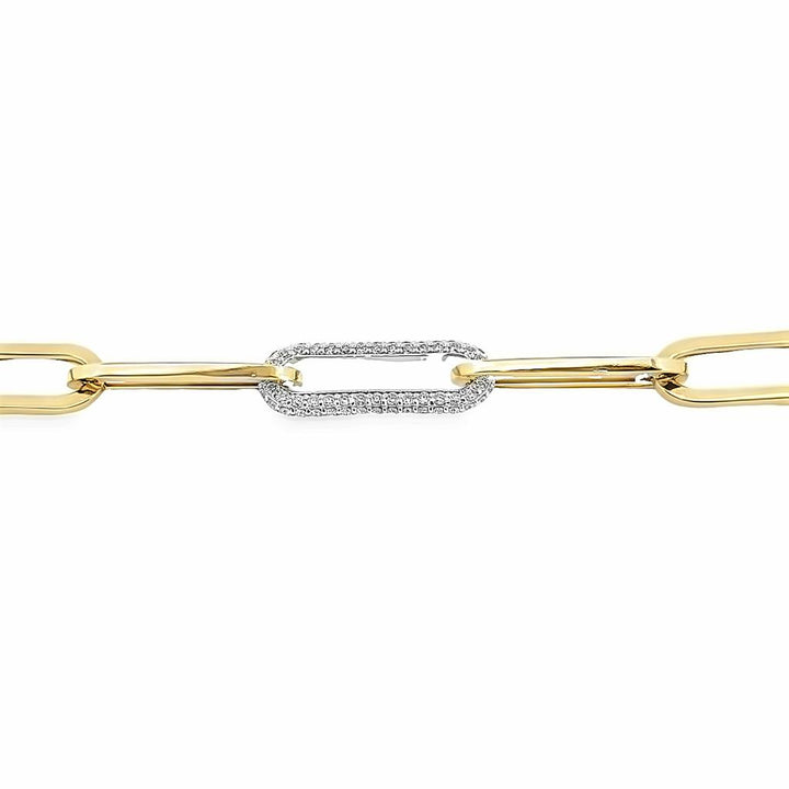 14K Yellow Gold Open Link Bracelet with 0.75 CTW Round Diamonds