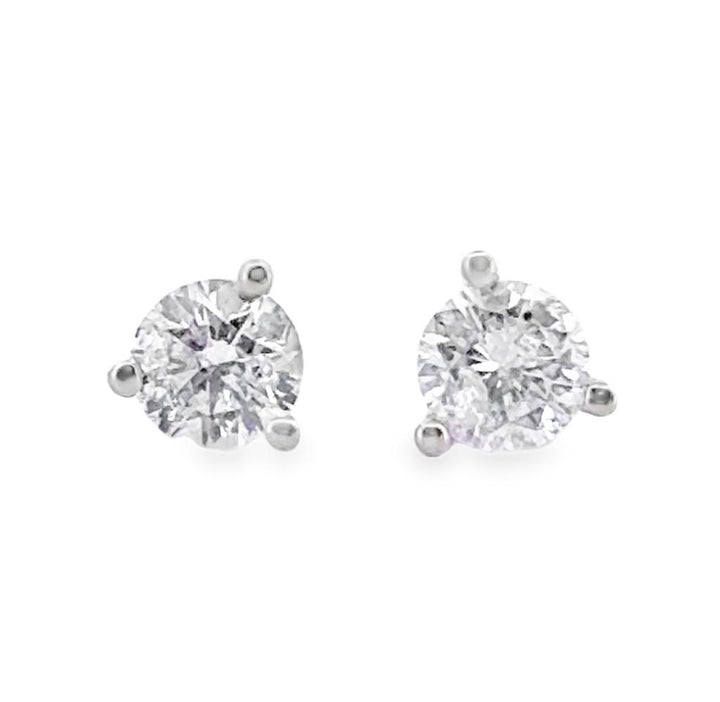 0.62 CTW Diamond Stud Earrings in 14K White Gold with 3-Prong Martini Settings