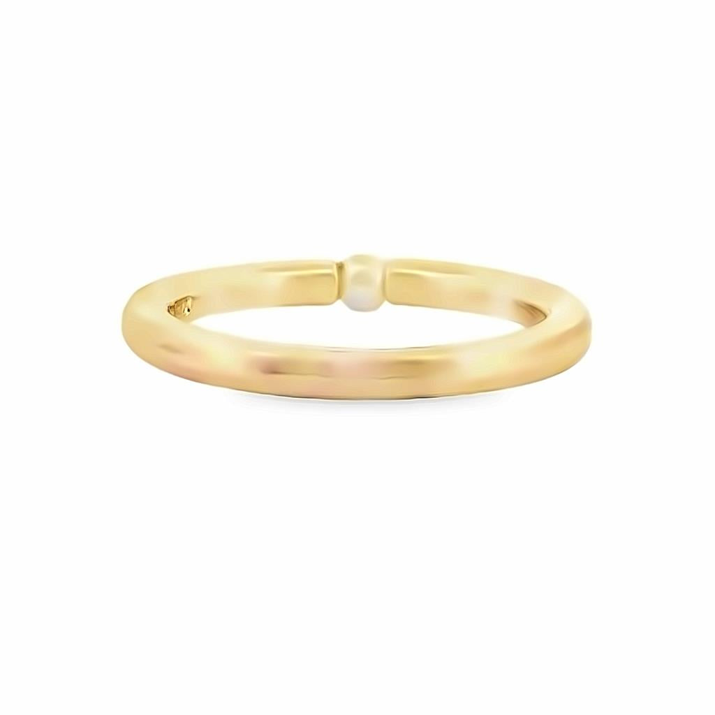 18K Yellow Gold Ring with Pearl Accent