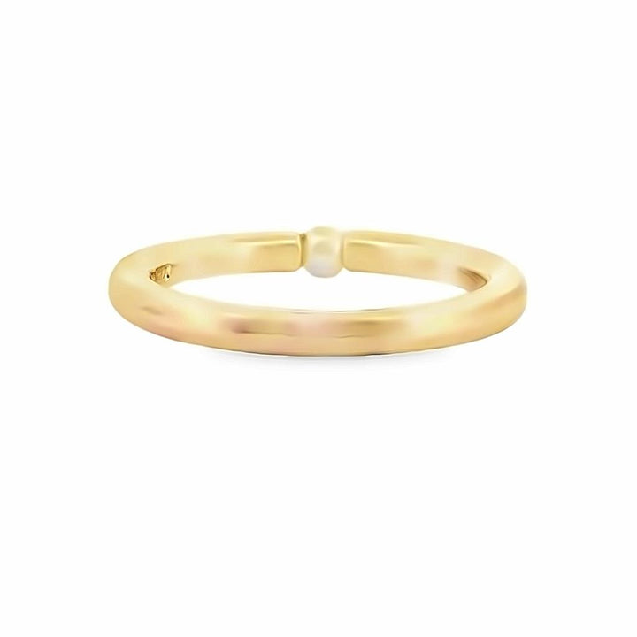 18K Yellow Gold Ring with Pearl Accent