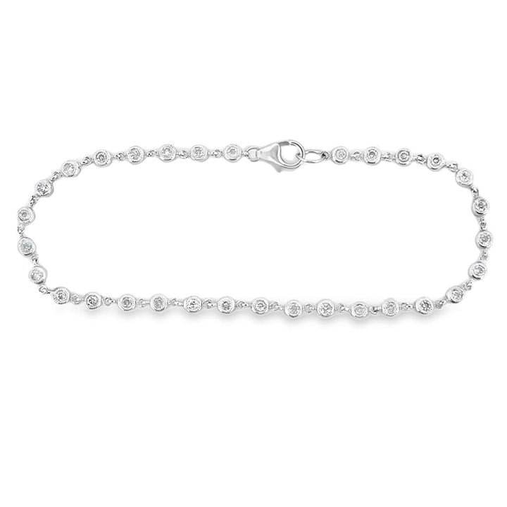 1.00 CTW Diamond Bezel Set Bracelet – 14K White Gold, 7.5"