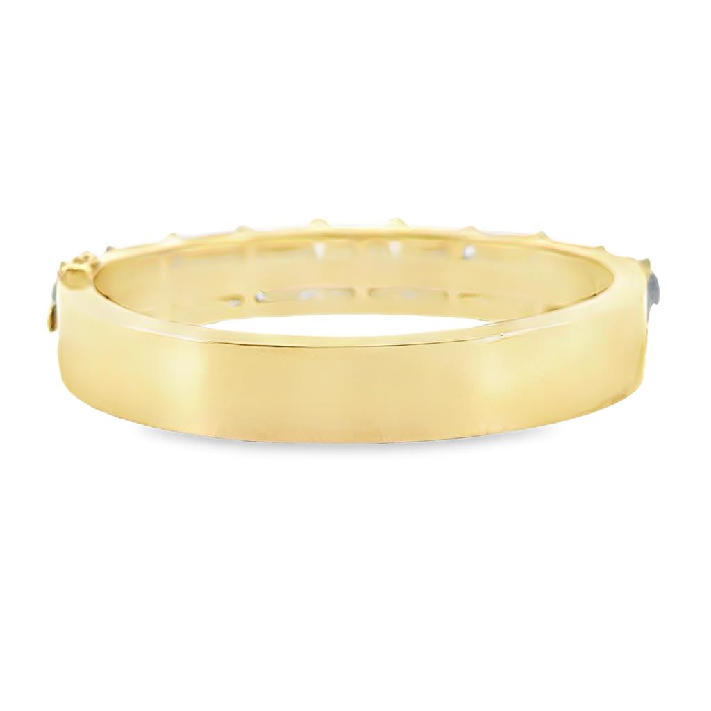 1.00 CTW Diamond & Lapis Bangle Bracelet 14K Yellow Gold