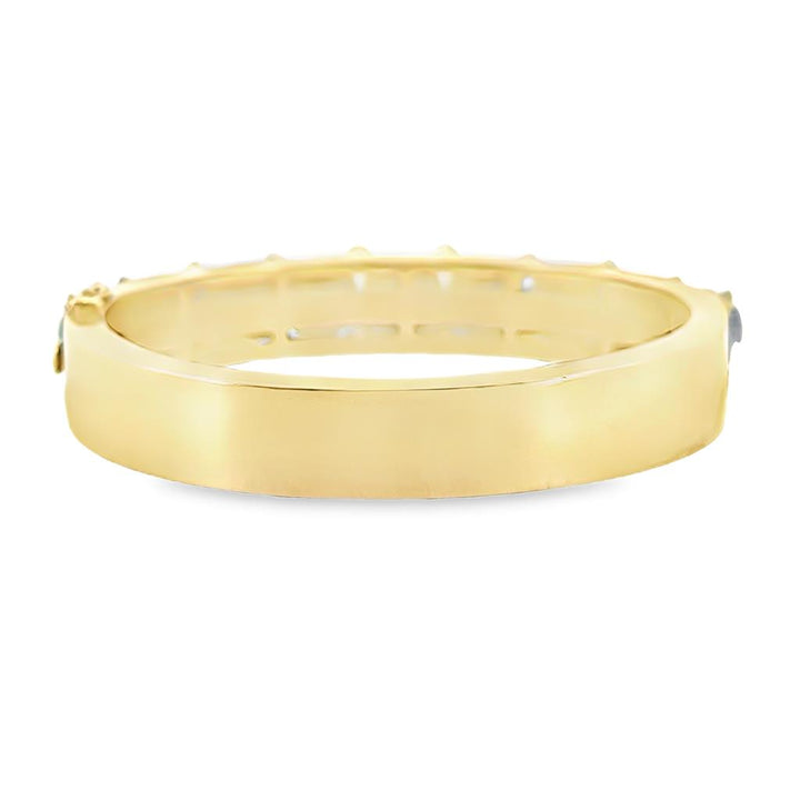 1.00 CTW Diamond & Lapis Bangle Bracelet 14K Yellow Gold