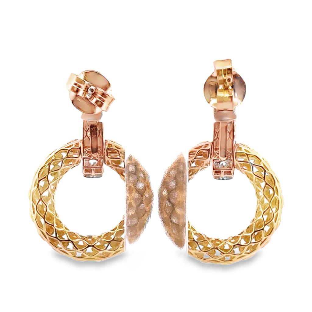 0.35 CTW Diamond Textured Drop Earrings in 14K Yellow Gold