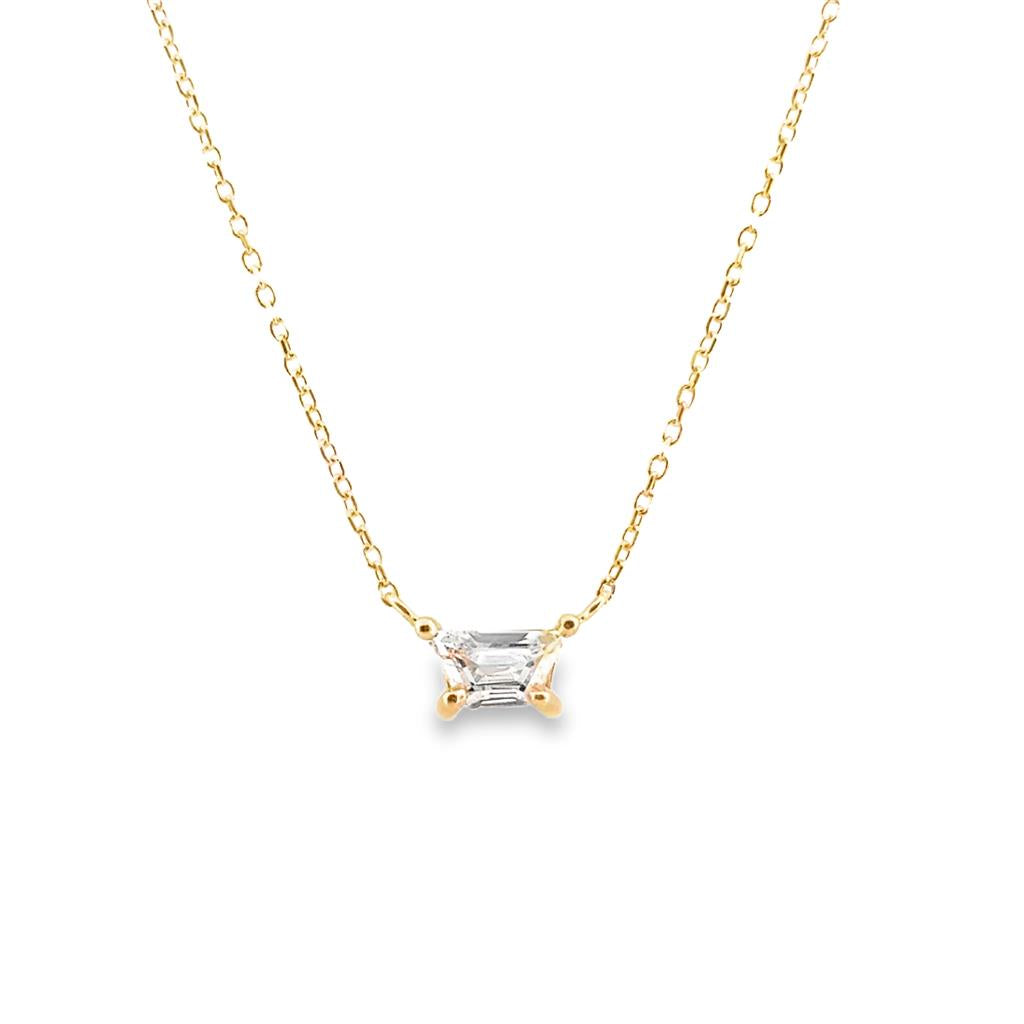 0.48 CT Trapezoid Diamond Necklace in 14K Yellow Gold