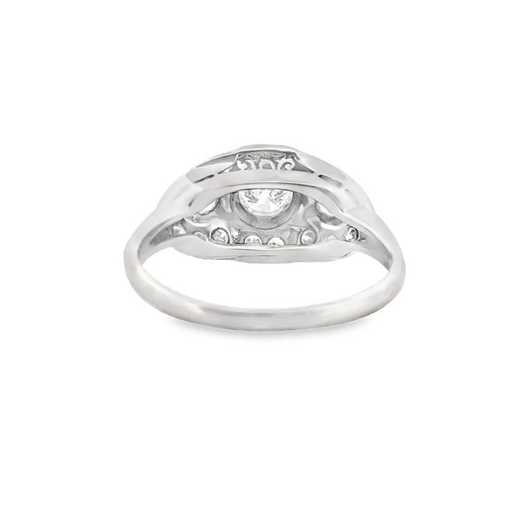 0.60 CTW Diamond Vintage-Inspired Engagement Ring, 14K White Gold