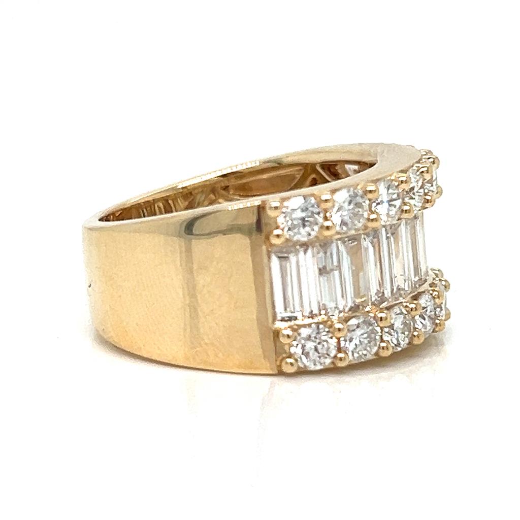 2.79 CTW Round and Baguette Diamond 14K Yellow Gold Ring