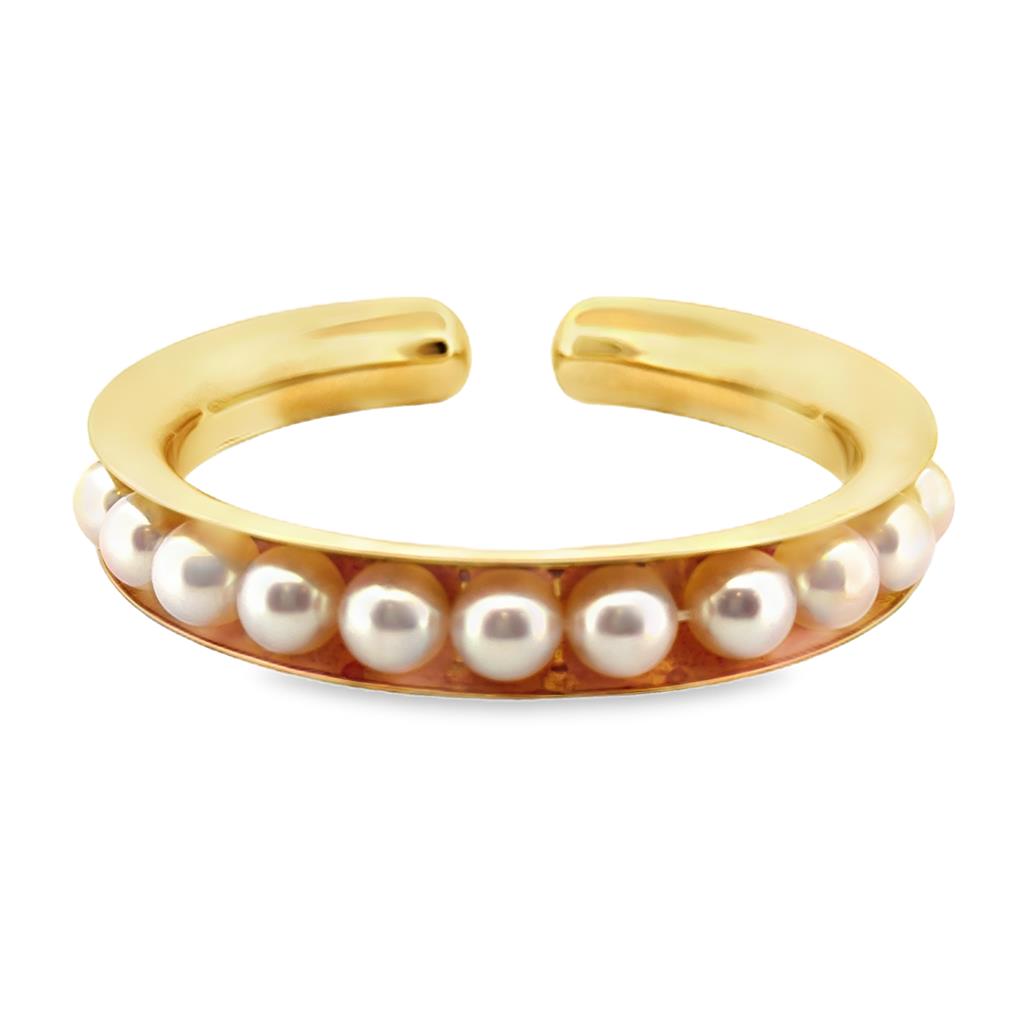 Assael 18K Yellow Gold Flexible Bangle Akoya Cultured Pearl Bracelet