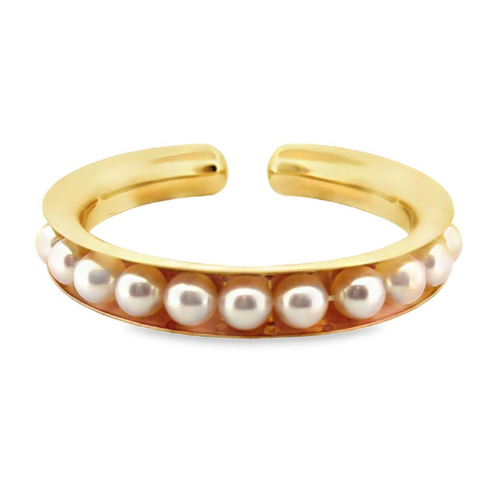 Assael 18K Yellow Gold Flexible Bangle Akoya Cultured Pearl Bracelet