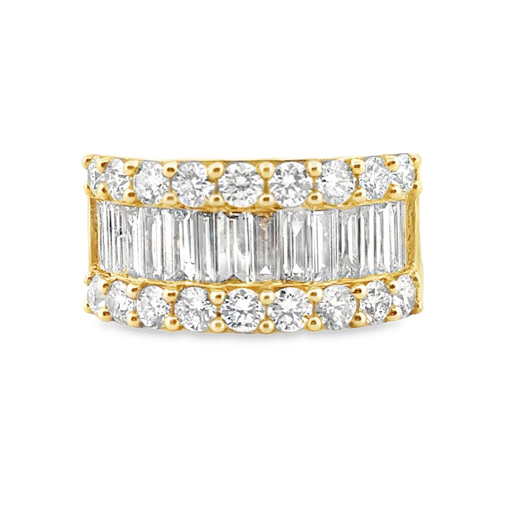 2.79 CTW Round and Baguette Diamond 14K Yellow Gold Ring