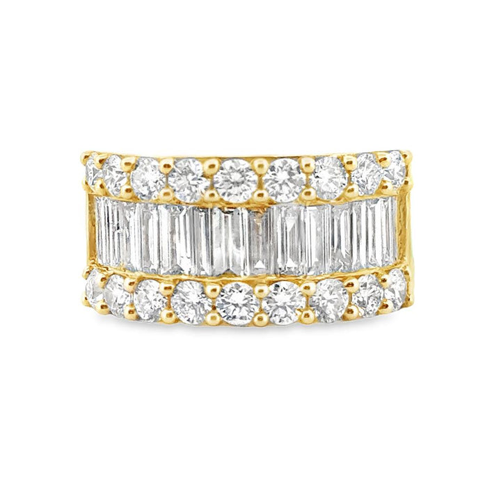 2.79 CTW Round and Baguette Diamond 14K Yellow Gold Ring