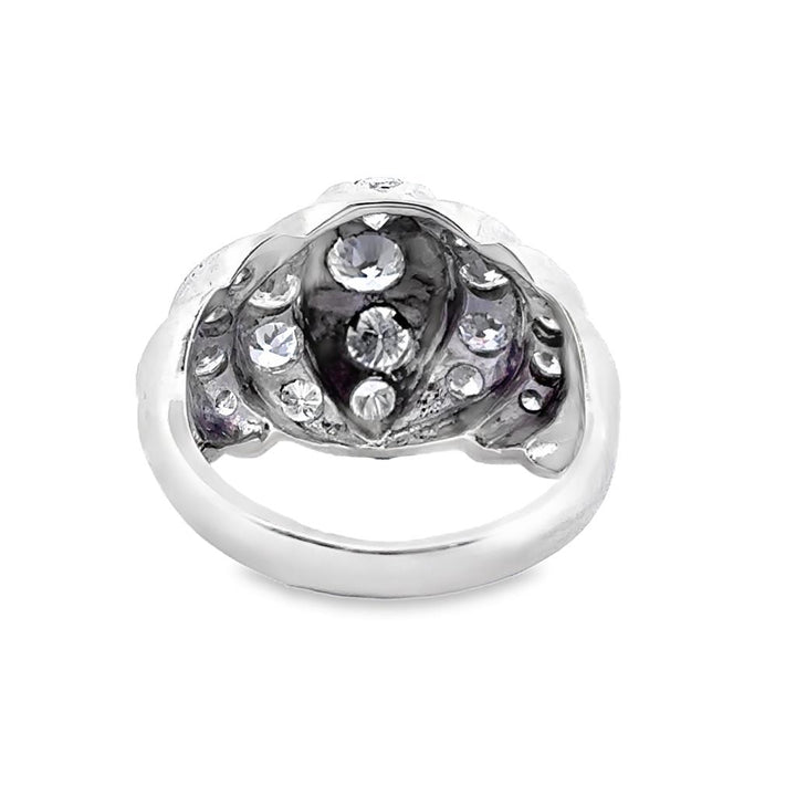 Vintage 1.53 CTW Round Diamond 14K White Gold Dome Ring