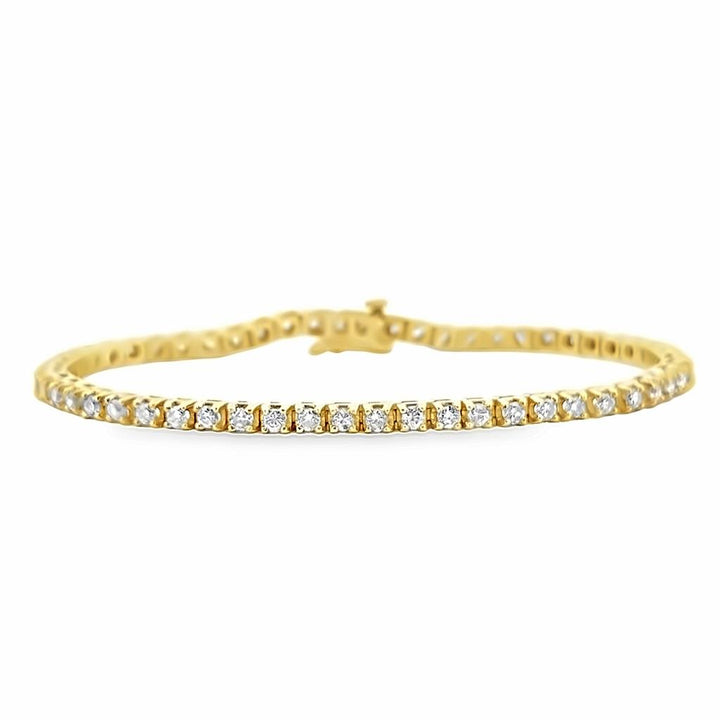 2.20 CTW Round Diamond 14K Yellow Gold Tennis Bracelet