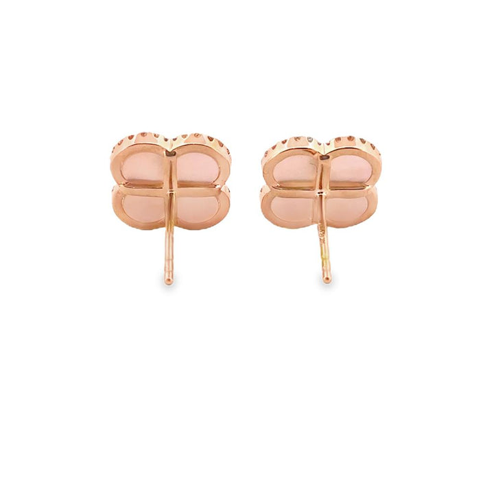 2.35 CTW Mother of Pearl Clover Stud Earrings in 14K Yellow Gold