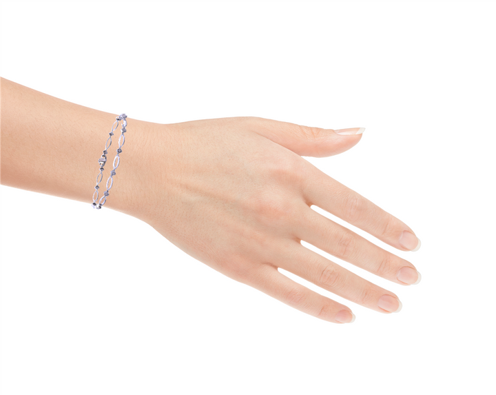 0.24 CTW Diamond Delicate Openwork Bracelet in 14K White Gold