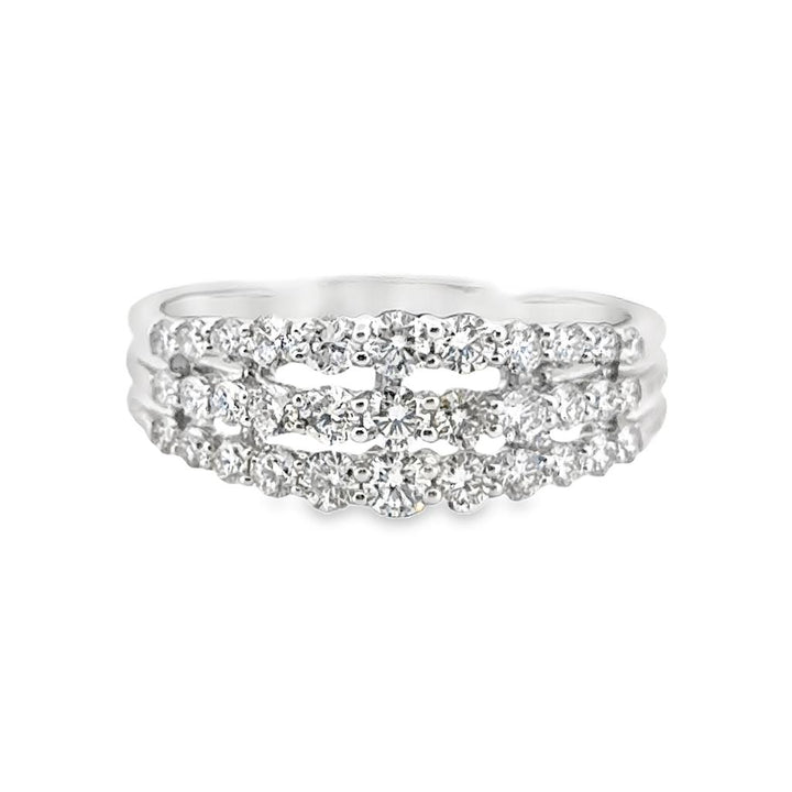 0.95 CT Diamond 3-Row Wide Band, 14K White Gold