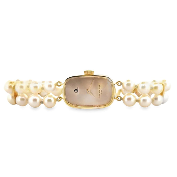 Baume & Mercier 14K Yellow Gold Double Strand Pearl Watch