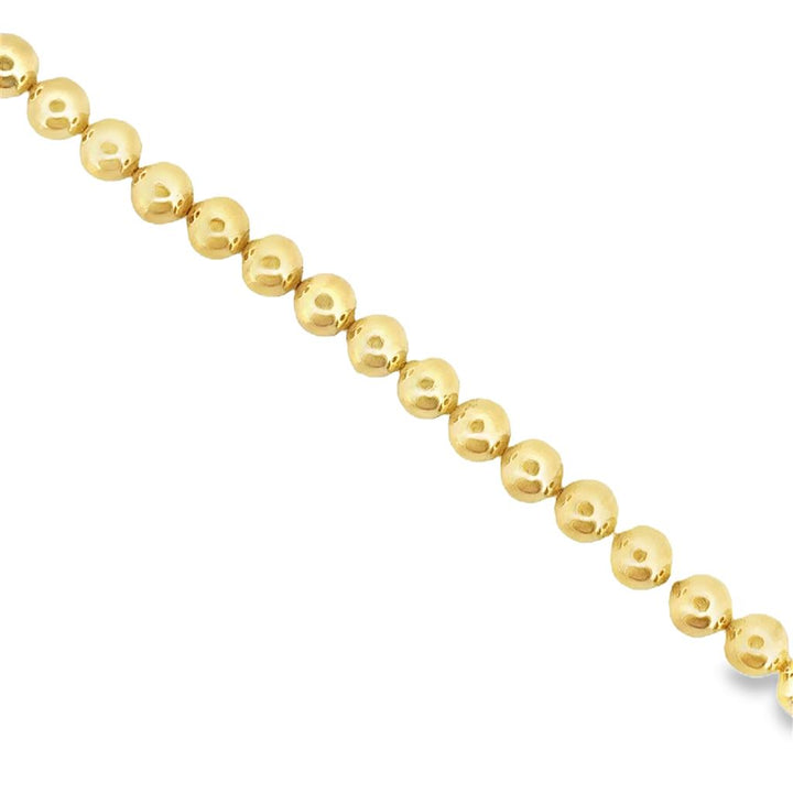 14K Yellow Gold 6mm Bead Bracelet, Adjustable, 7.5"