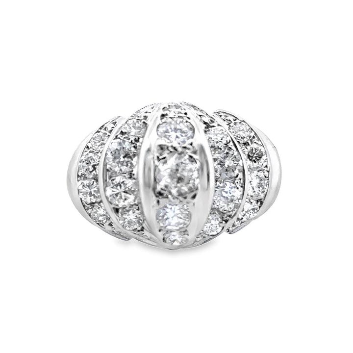 Vintage 1.53 CTW Round Diamond 14K White Gold Dome Ring