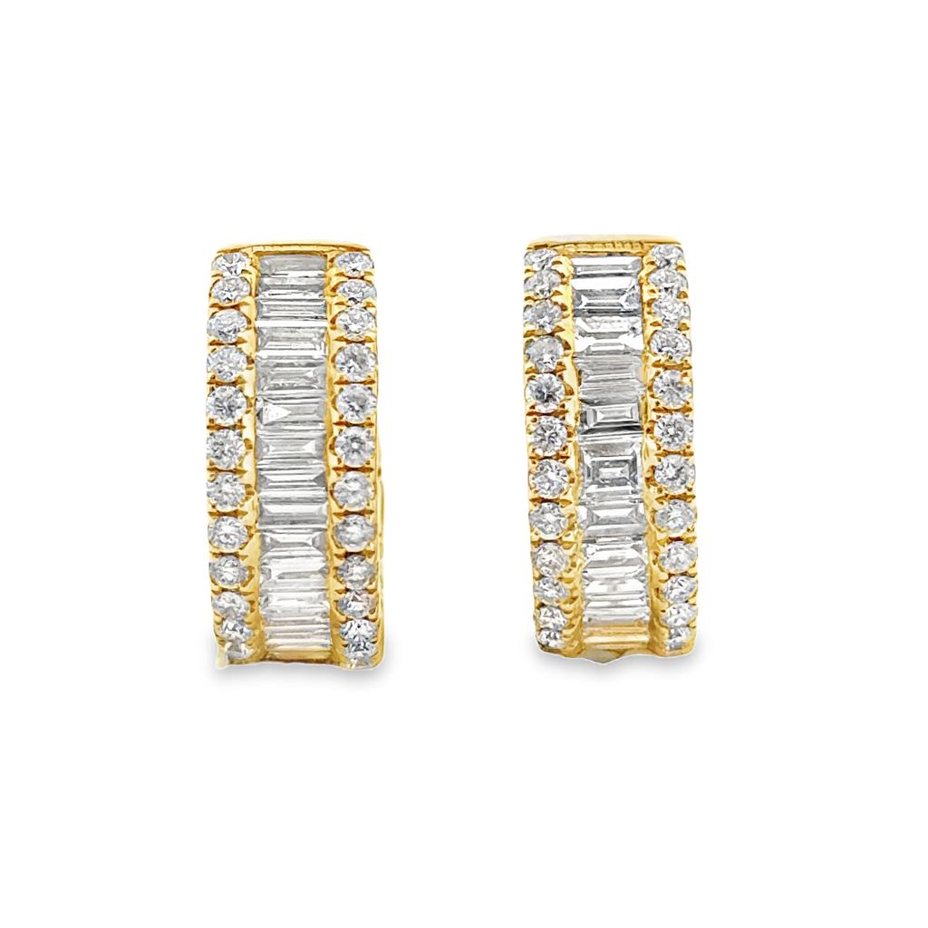 4.06 CTW Diamond Hoop Earrings in 18K Yellow Gold