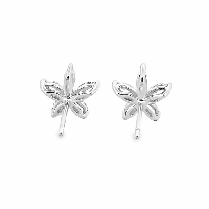 0.25 CTW Marquise Diamond 18K White Gold Floral Stud Earrings