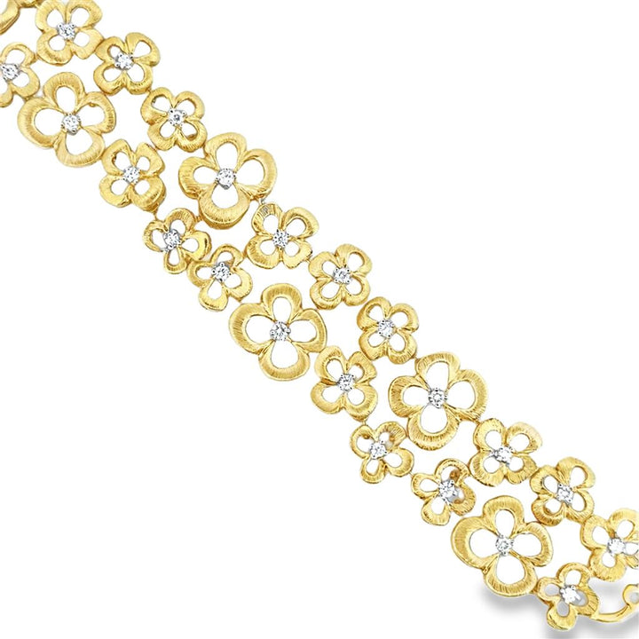 Sal Praschnik 2.60 CTW Diamond 18K Yellow Gold Flower Bracelet