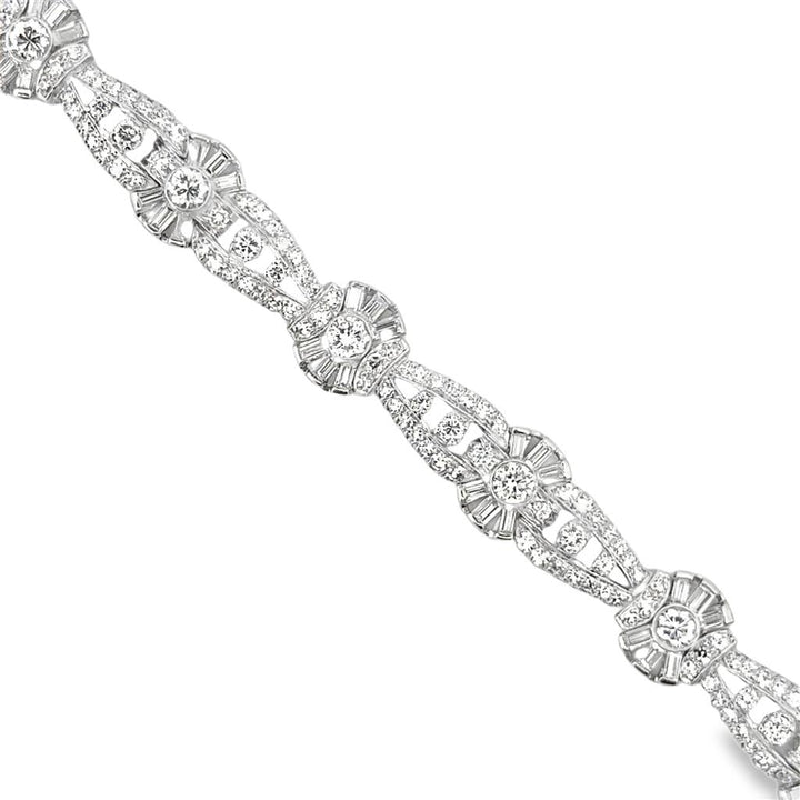 7.05 CTW Round Diamond Vintage Platinum Bracelet with Intricate Design