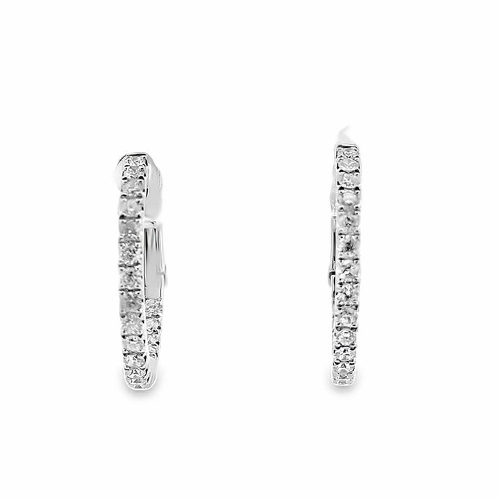 0.77 CTW Diamond Hoop Earrings in 14K White Gold, 20mm