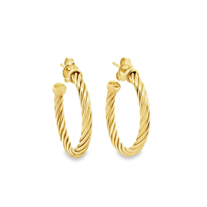 David Yurman Twisted Cable 18K Yellow Gold Hoop Earrings