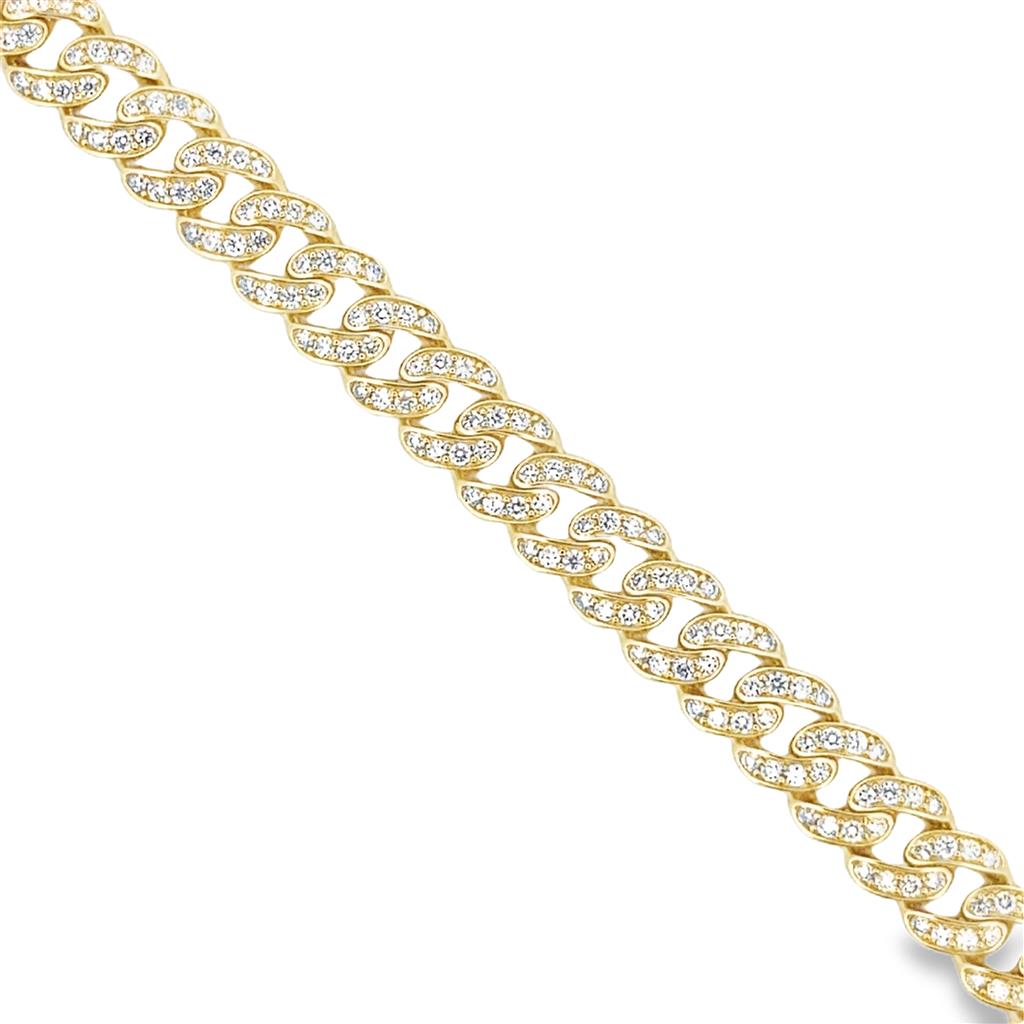 3.20 CTW Diamond Curb Chain Bracelet 14K Yellow Gold – 7.5mm Wide, 7" Long