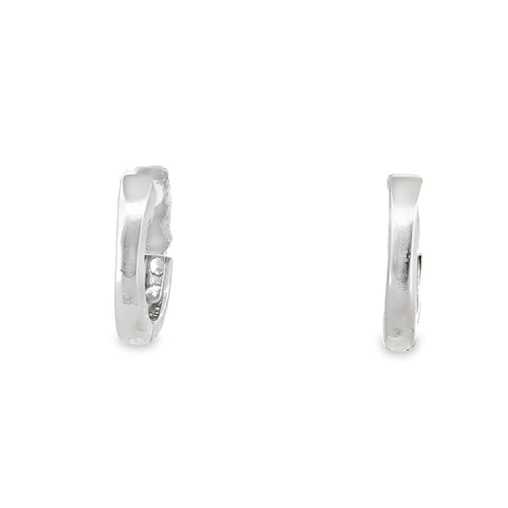 0.35 CTW Round Diamond 14K White Gold Huggie Earrings 12mm